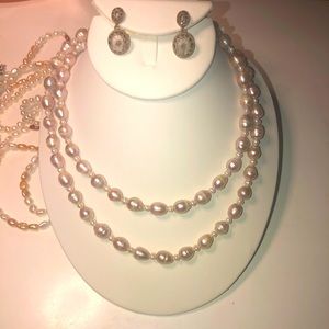 Judith Jack vintage 1960s Art Deco earrings/ bonus pink cultured Pearl necklace
